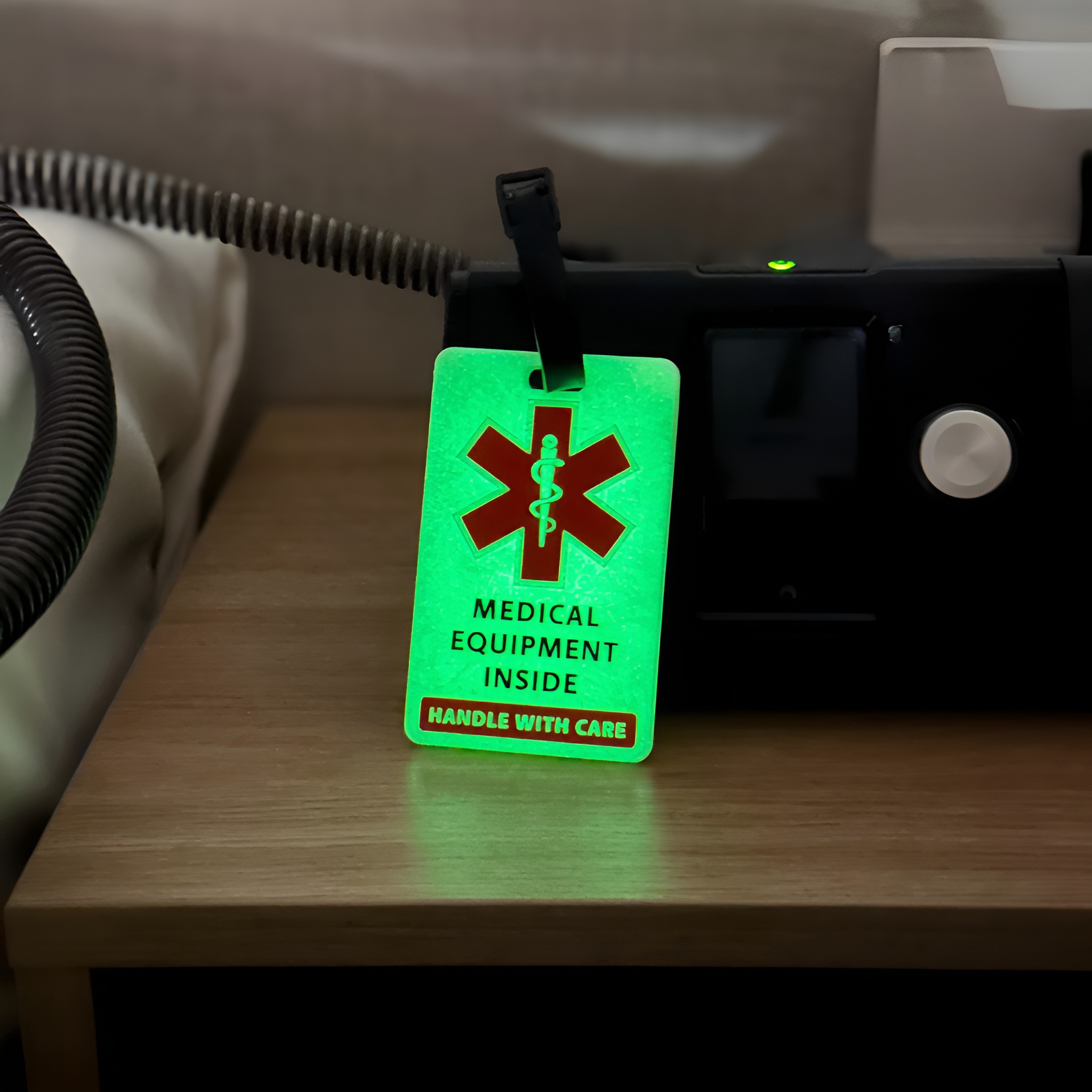 Glow-in-the-dark medical tag
